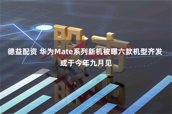 德益配资 华为Mate系列新机被曝六款机型齐发 或于今年九月见