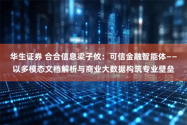 华生证券 合合信息梁子攸：可信金融智能体——以多模态文档解析与商业大数据构筑专业壁垒